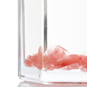 Amoura Belivera Pink crystals in clear container